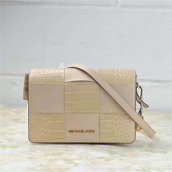 MICHAEL KORS 35T1GM9C1E MERCER SMALL CROCODILE EMBOSSED CROSSBODY IN BUFF - Picture 5 of 7